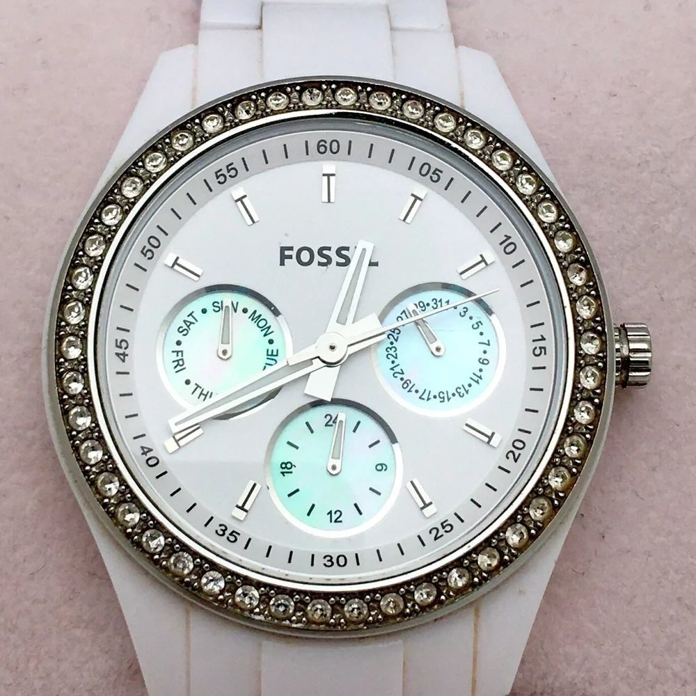 Fossil Stella ES1967 White Diamond Resin Watch